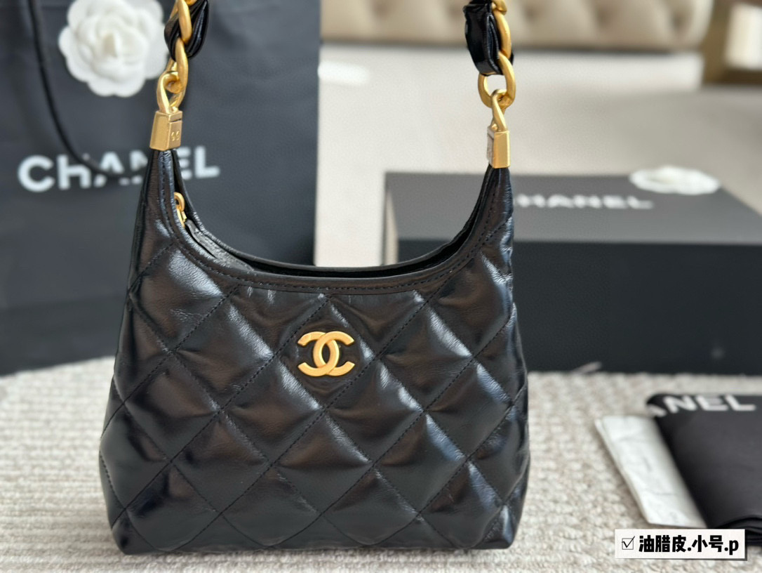 Chanel Waxed Leather Underarm Hobo Bag - cnluxepick