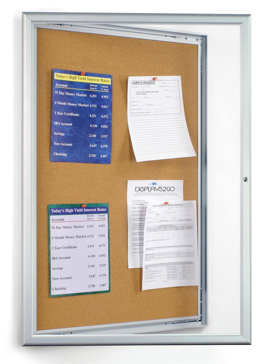 24 x 36 Enclosed Bulletin Board with Silver Aluminum Frame, Locking Swing-Open Door (cksbtw2436)