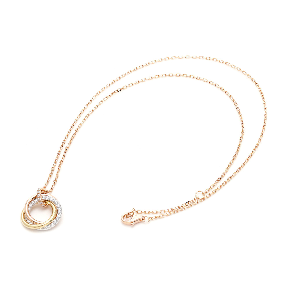 Cartier Trinity Necklace Tri-Gold Diamond B7224586