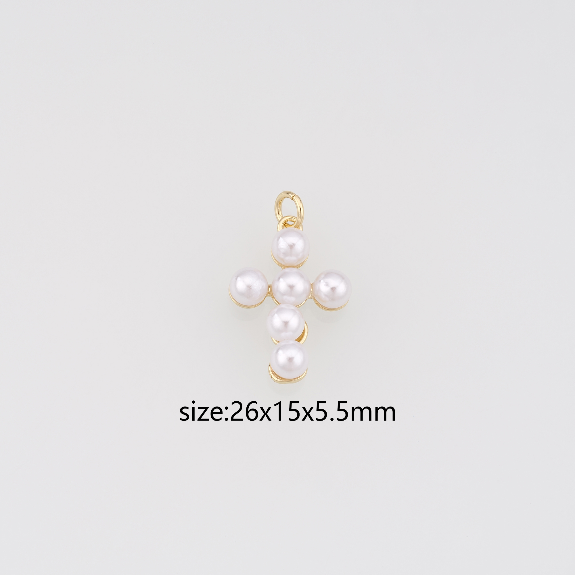 18K Gold Filled Cross Pendant,Pearl Cross Charm Earrings Necklace for DIY Jewelry Making Supply