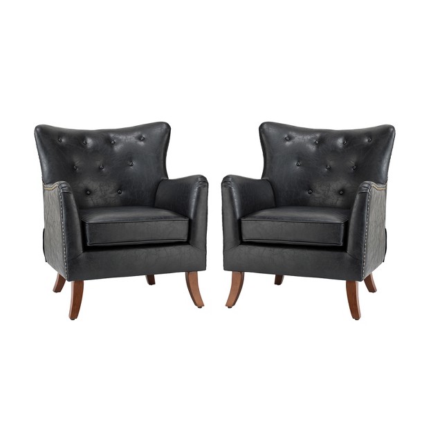 Set Of 2 Gaspar Morden Vegan Leather Armchair With Metal Legs For Livingroom amp Bedroom Artful Living Design
