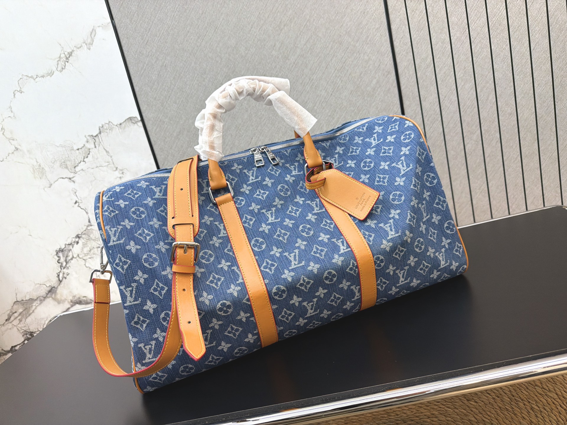 LV KEEPALL 50 Monogram Denim Travel Bag - cnluxepick