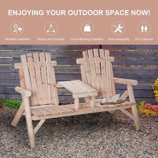 Outsunny Wood Adirondack Patio Bench Chair
