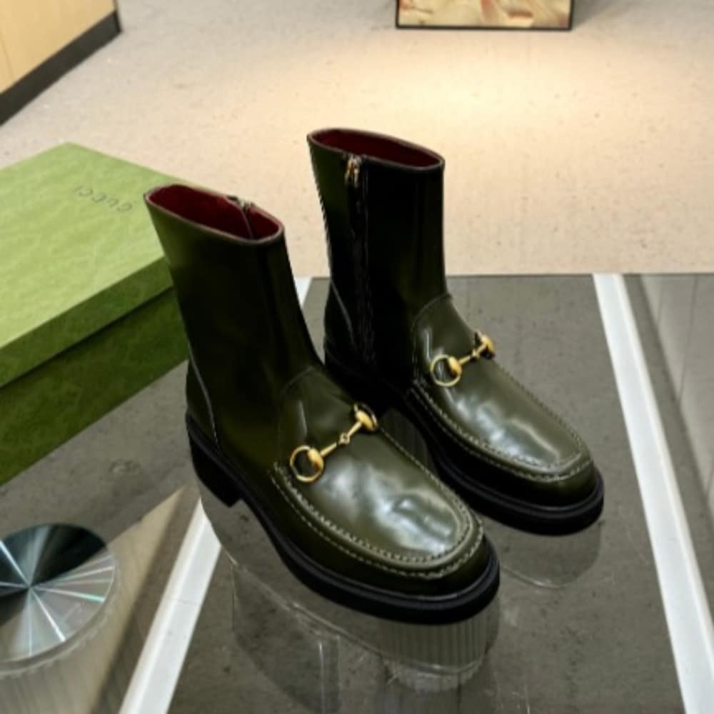 Gucci Women’S Horsebit Boot Dark Green