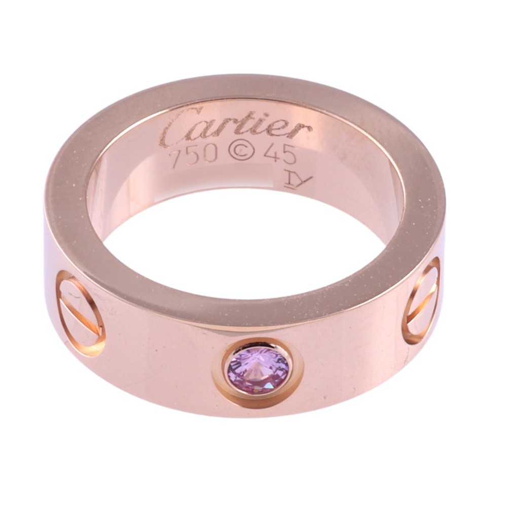 Cartier Love Pink Sapphire Ring 18K Rose Gold B4064400