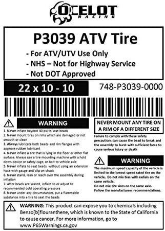 22 x 10 – 10 Ocelot P3039 ATV Tire