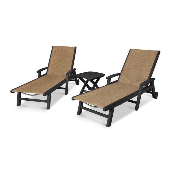 POLYWOOD Coastal 3piece Wheeled Chaise Set