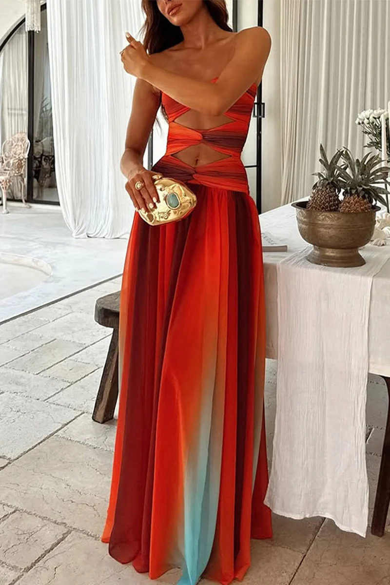 Strapless Ombre Maxi Dress | Evening GownClistos