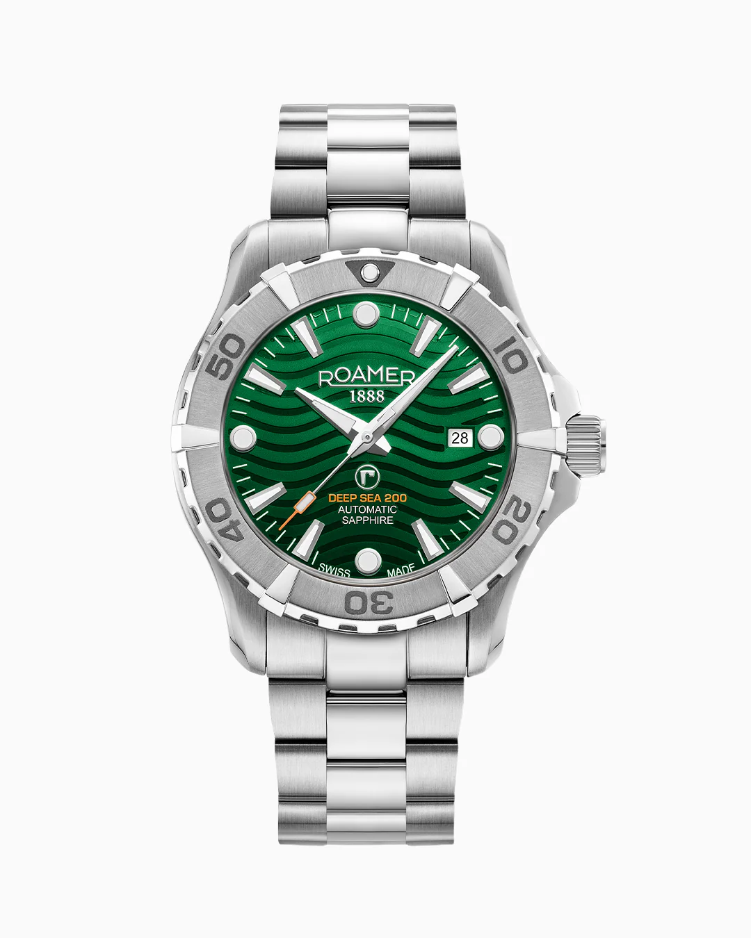 Deep Sea Automatic 43mm Automatic Three-Hand Date Green Dial Silver Bracelet Sapphire glass Stainless Steel swiss watch