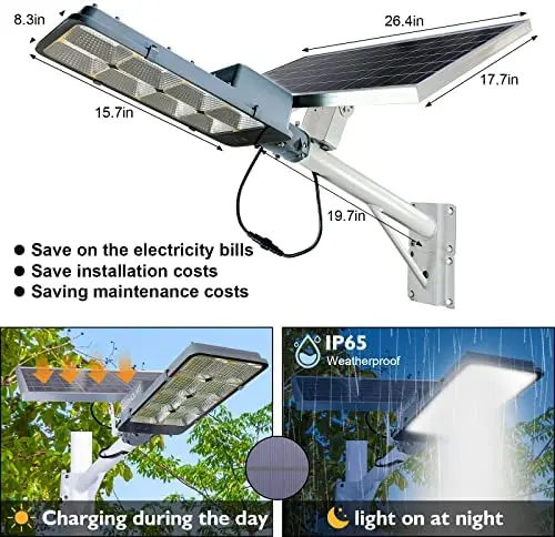 Weatherproof 450W Solar Street Floodlight – Remote-Enabled Yard, Garden & Arena Lighting