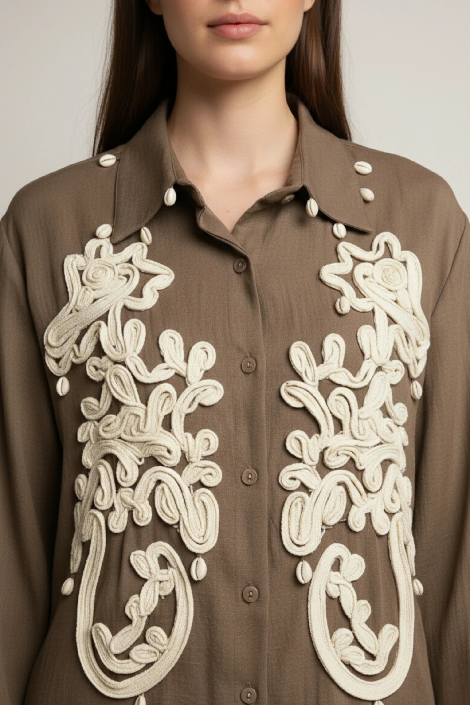 Earthy 3D Cord Embroidery Co-ord set