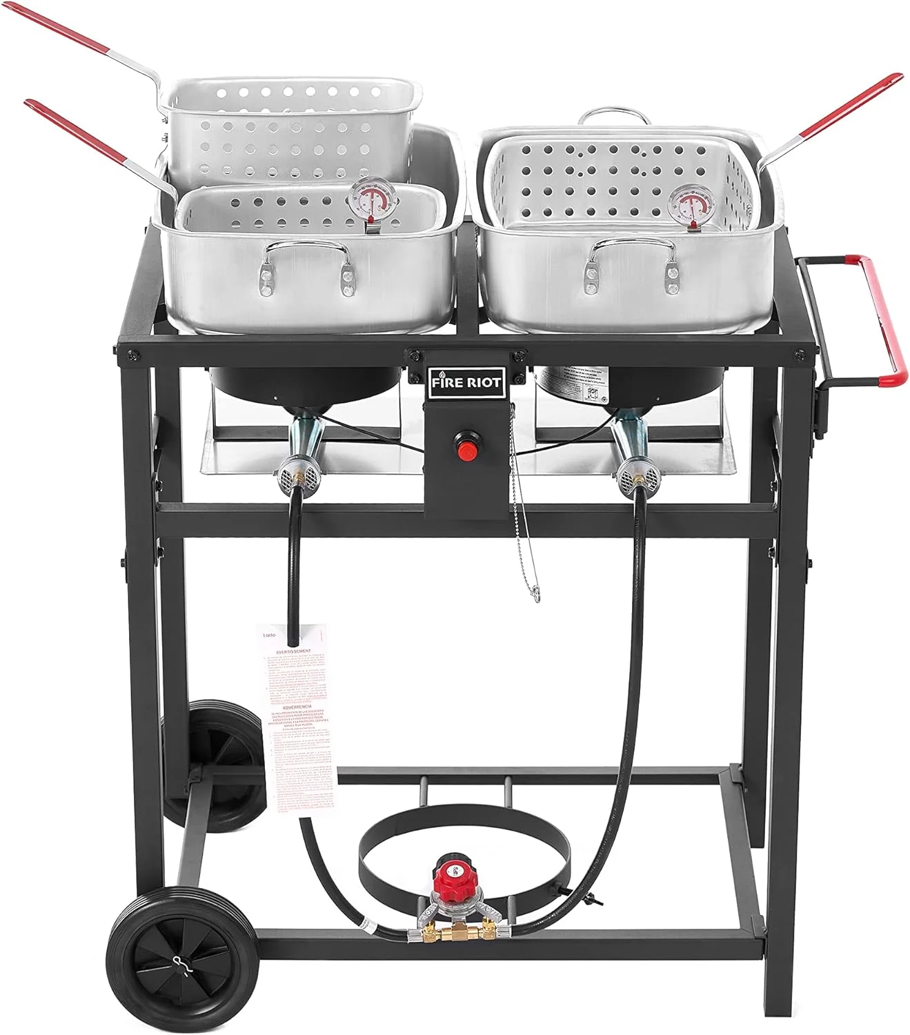 Propane Outdoor Double Burner Deep Fryer Cart, 2-18QT Aluminum Pots & Frying Baskets, Best for Fish Fry, Wings, Fries, Canjun Fry