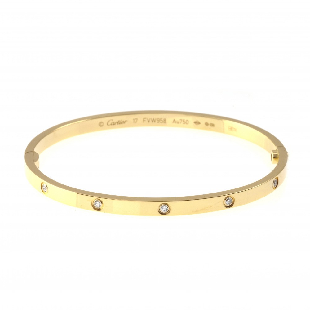 Cartier Love Sm Full Diamond #17 Bracelet 18K Yellow Gold