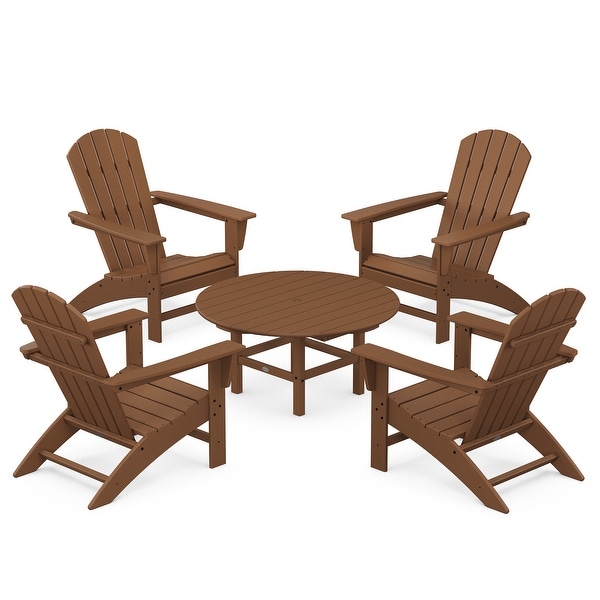 POLYWOOD Nautical 5Piece Adirondack Chair Conversation Set