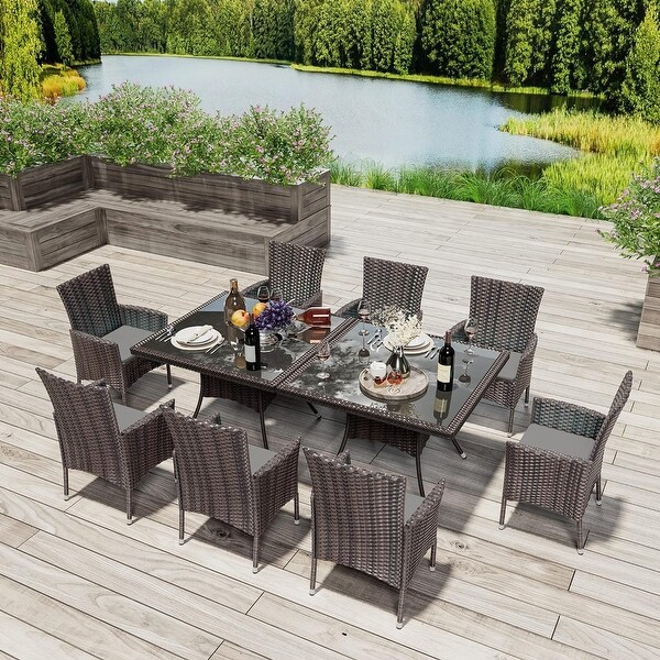 Kullavik Outdoor Dining Set,Rattan Patio Furniture Dining Table and Chairs