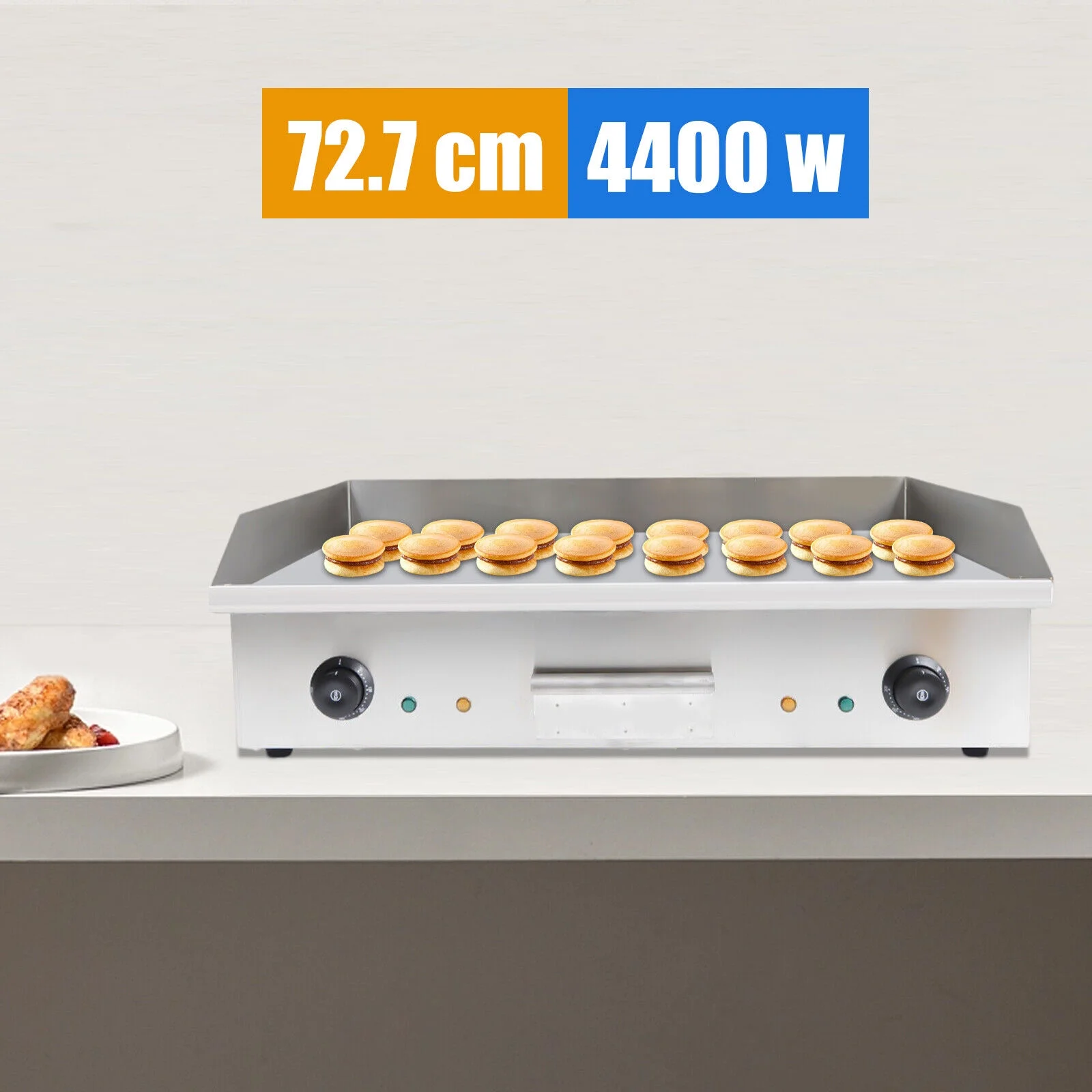 Miumaeov 29inch Commercial Electric Countertop Griddle Stainless Steel Flat Top Grill BBQ Hot Plate 50°C to 300°C Adjustable 4400W 110V