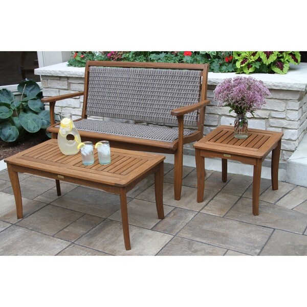 Eilaf Driftwood Grey Wicker and Eucalyptus Bench
