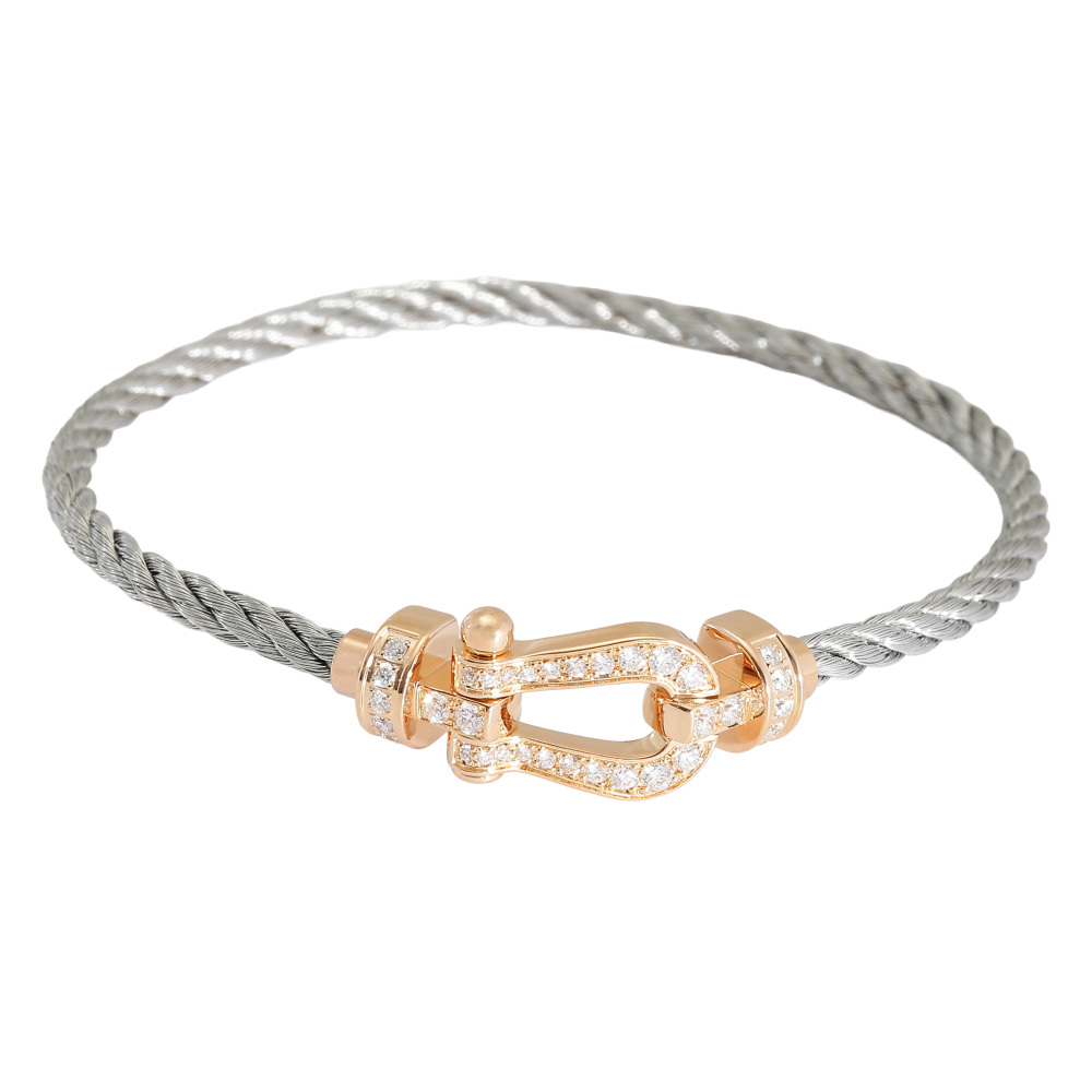 FRED Force 10 Bracelet 18K Rose Gold & Stainless Steel Diamond 0B0074-6B0280