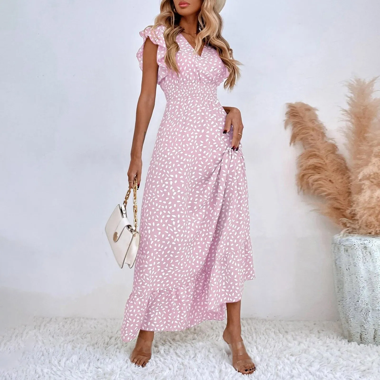 Floral Chiffon Wrap Maxi DressClistos