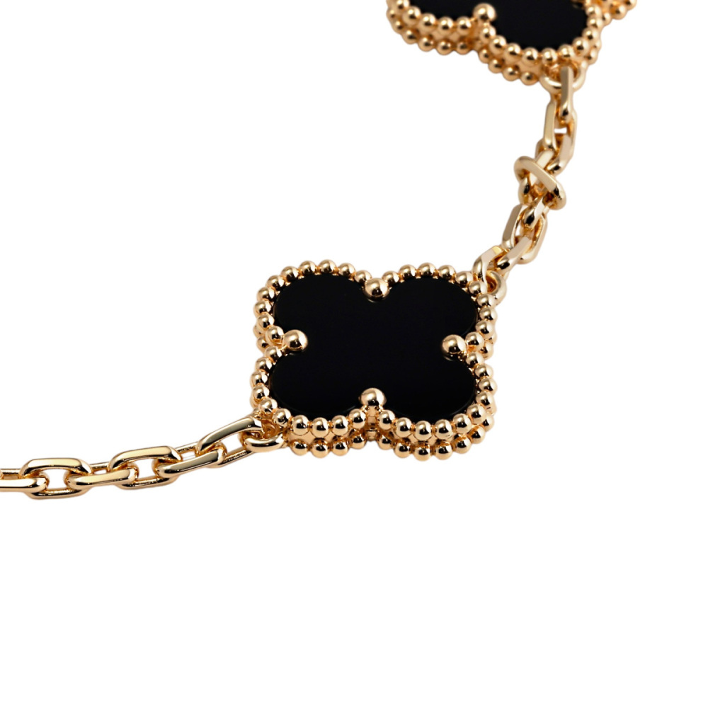 Van Cleef & Arpels Vintage Alhambra 5 Motifs Bracelet 18K Yellow Gold Onyx VCARA41300