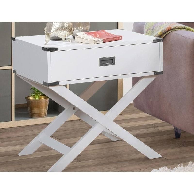 Best Master Furniture Wood Accent End Table with 1 Drawer, Grey