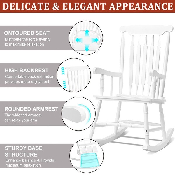 Single Solid Wood Patio Rocking Chair