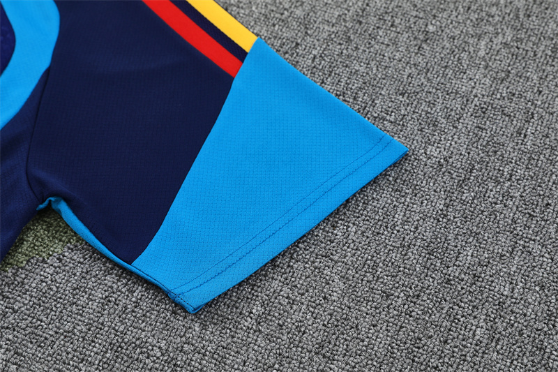 Spain Short Sleeves Training Suit Dark Blue-Two Stars 3