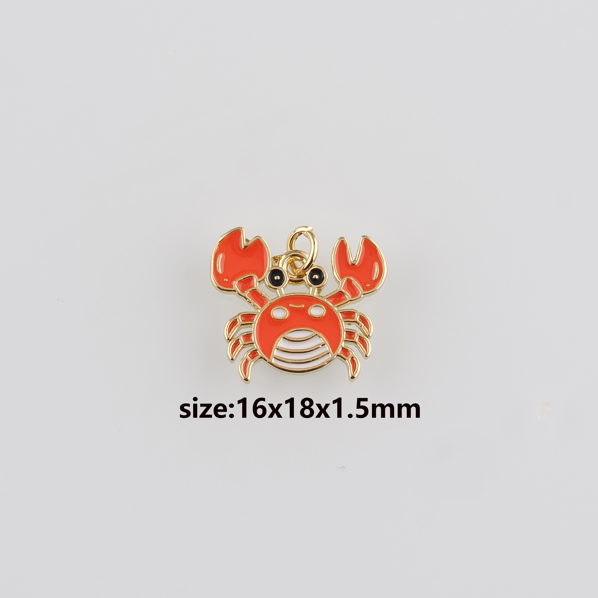 18K Gold Filled Crab Pendant,Enamel Cancer Charm Earrings Necklace for DIY Jewelry Making Supply