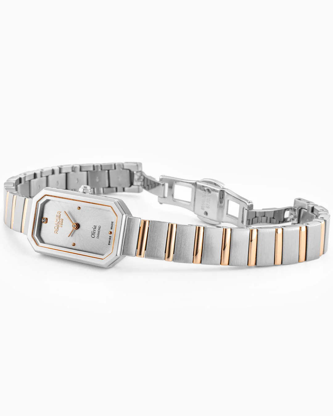 Olivia Diamond 18x29 mm Quartz Two-Hand Silver Dial Two-Tone Bracelet Sapphire glass Stainless Steel swiss watch