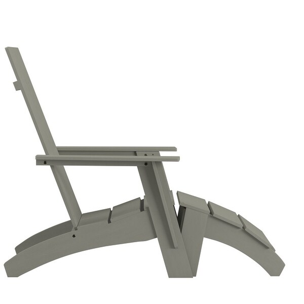 Modern AllWeather Dual Slat Adirondack Style Chair with Footrest