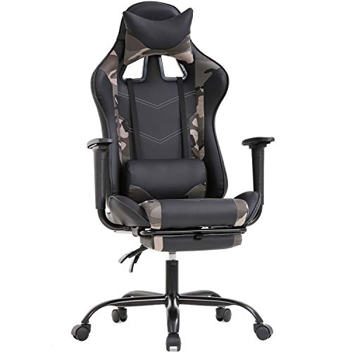 BestOffice Ergonomic Office, PC Gaming Desk Chair Executive PU Leather Computer Lumbar Support with Footrest Modern Task Rolling Swivel Chair for Women, Men(White)