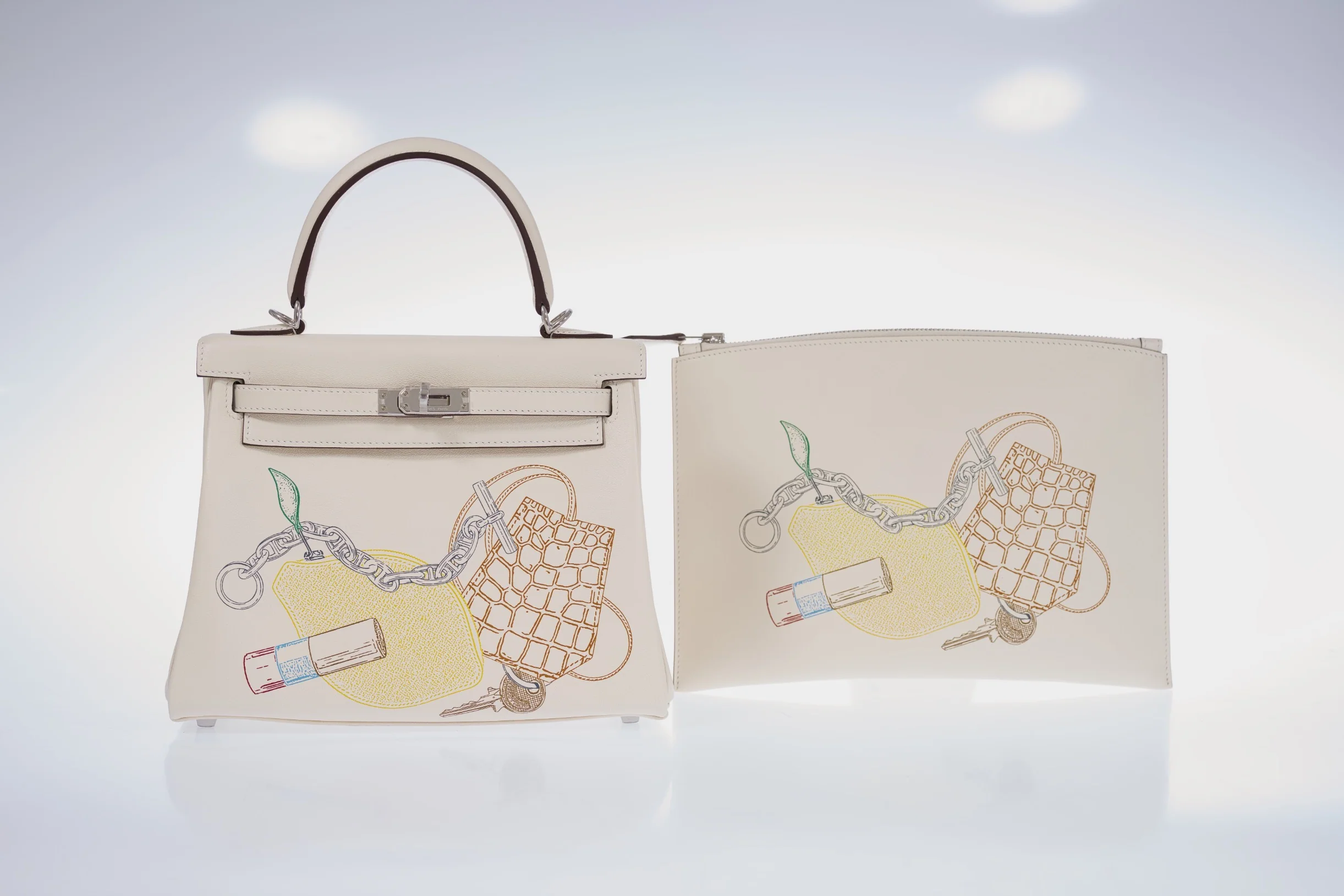 Hermès Kelly 25 Retourne In & Out Nata Swift Palladium Hardware