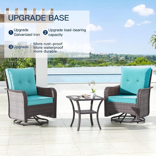 Patio Furniture Sectional Sofa Set,PE Rattan Swivel Rocking Chairs Patio Conversation Set