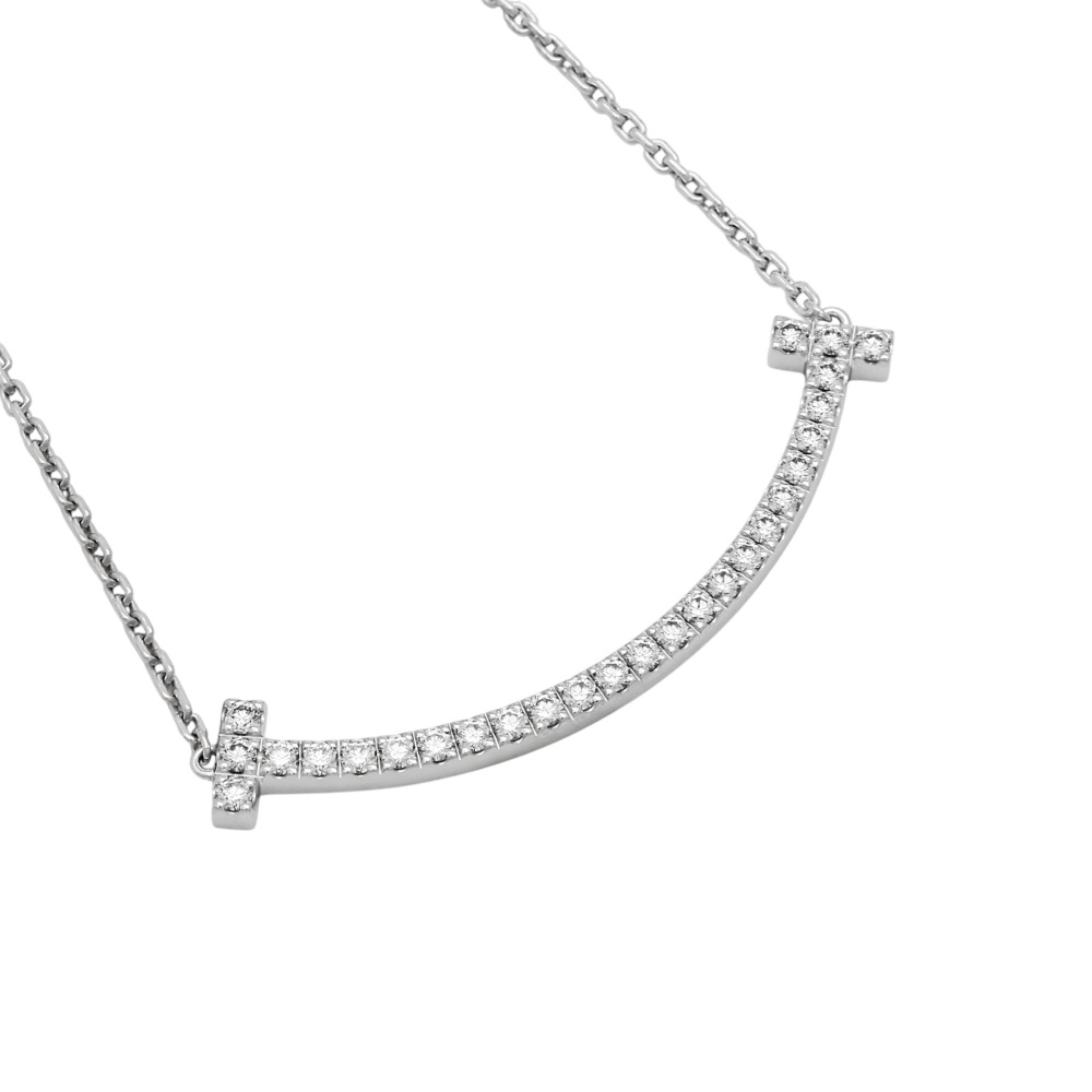 Tiffany & Co. Tiffany T Smile Necklace 18K White Gold Diamond 67513304