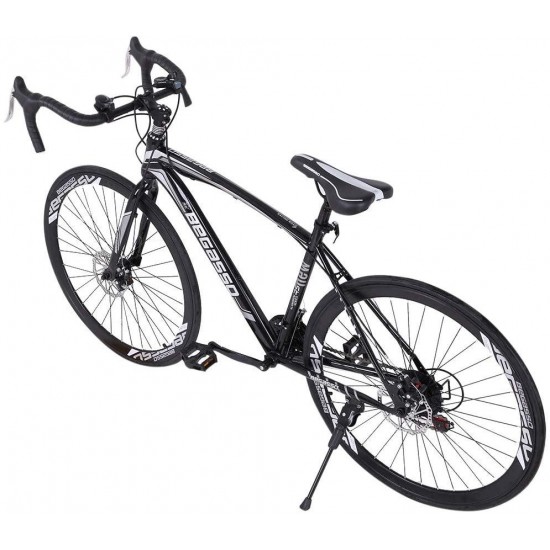 Road Bike Lightweight Aluminum Fork Commuter Bicycles Rear Full Suspension 21 Speed Disc Brakes 700c Tire Wheels 26 inch Durable Mountain Bike for Men and Women