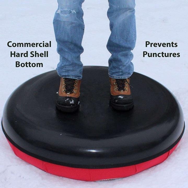 flexible-flyer-Heavy-Duty Commercial Snow Tube. Hard Plastic Bottom Inflatable Adult Sled