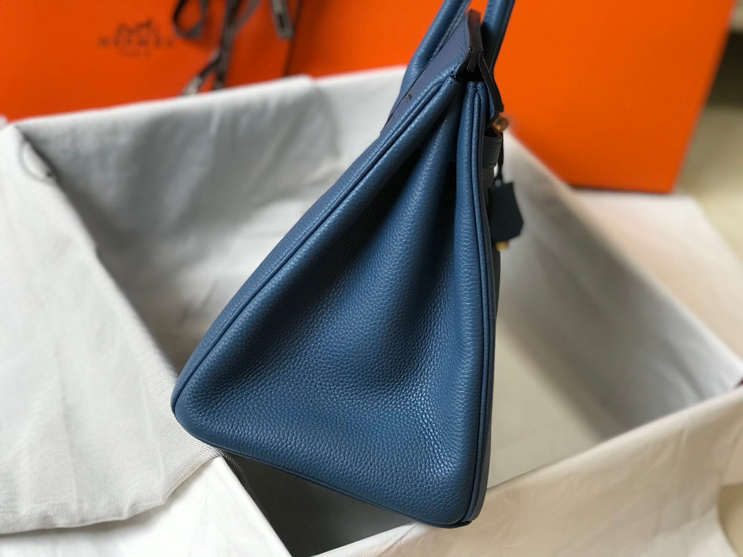Hermes Birkin 35Cm Bag Azure Togo Gold Hardware