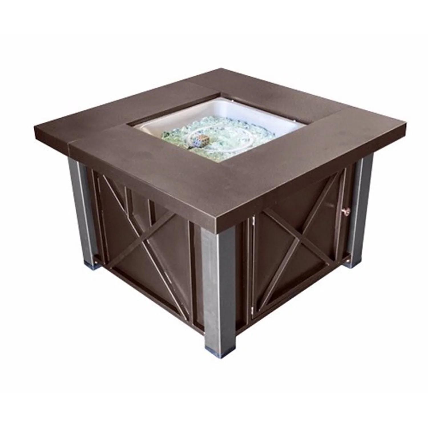 AZ Patio Heaters  Decorative Hammered Bronze Fire Pit with Stainless Steel Legs & Lid