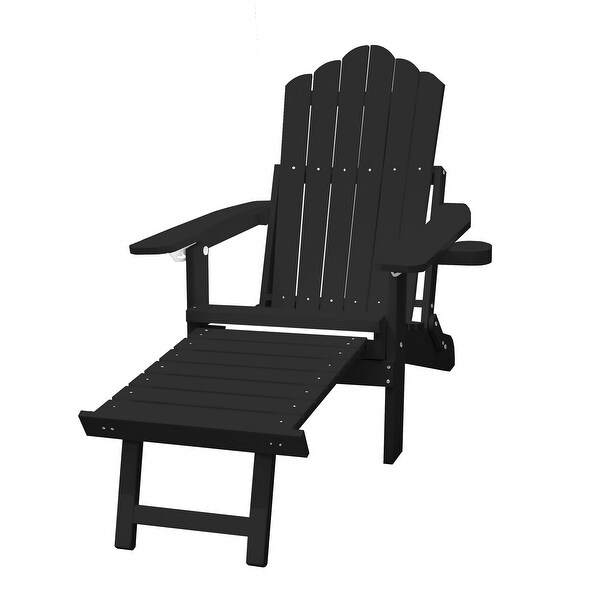 Clihome HIPS Folding Patio Adirondack Chair with Pullout Ottoman