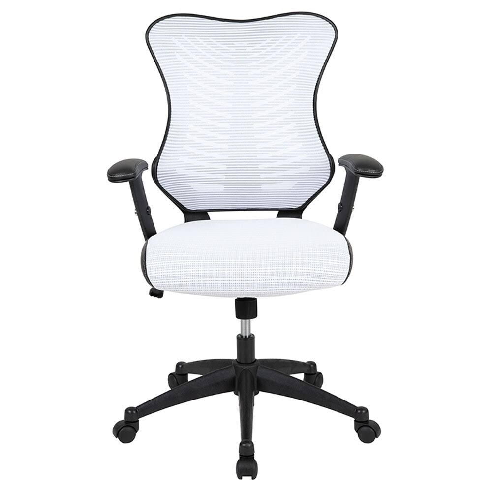 Offex High Back Designer Mesh Executive Swivel Ergonomic Office Chair with Adjustable Arms - White