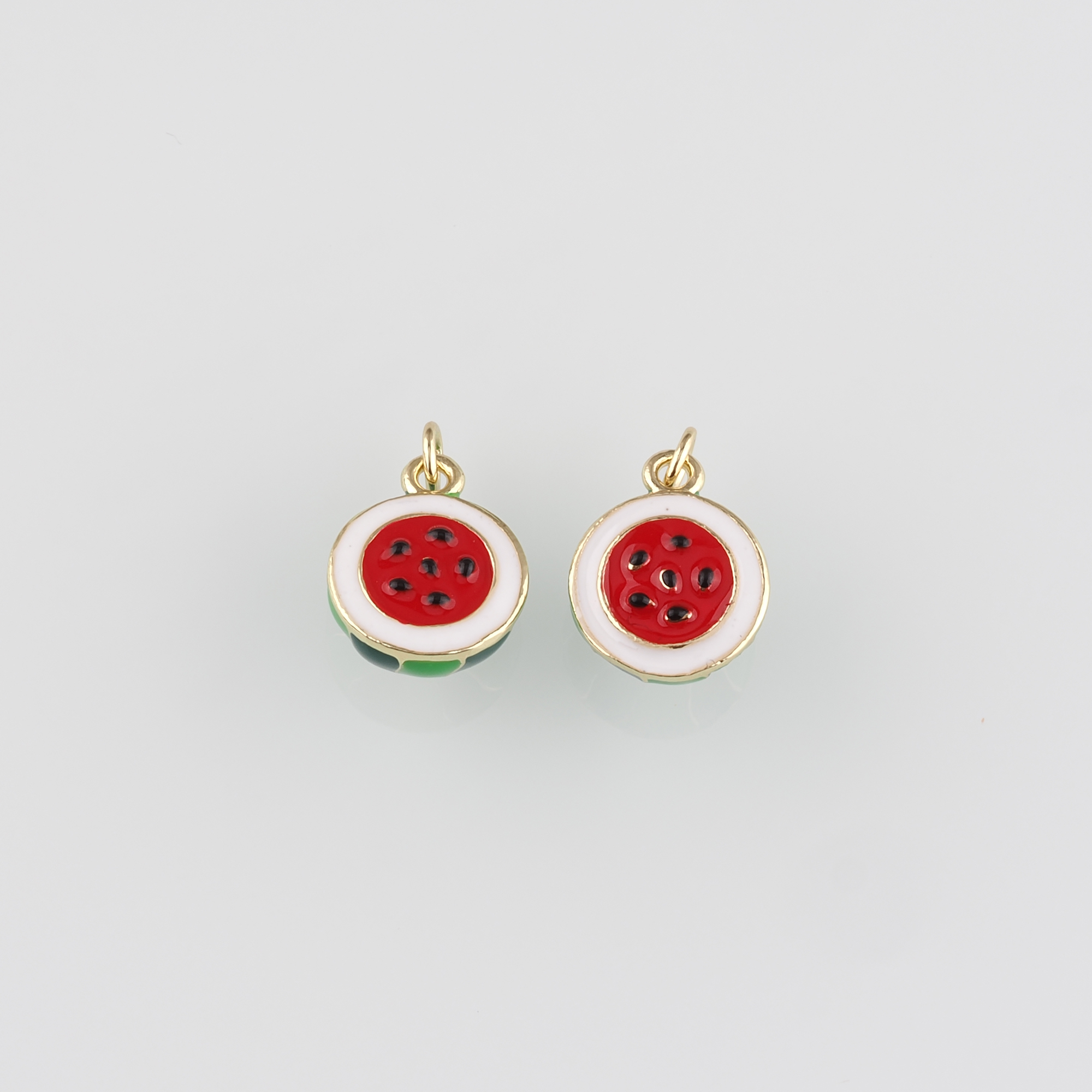 18K Gold Filled Watermelon Pendant,Fruit Charm,Enamel Watermelon Charm Earrings Necklace for DIY Jewelry Making Supply