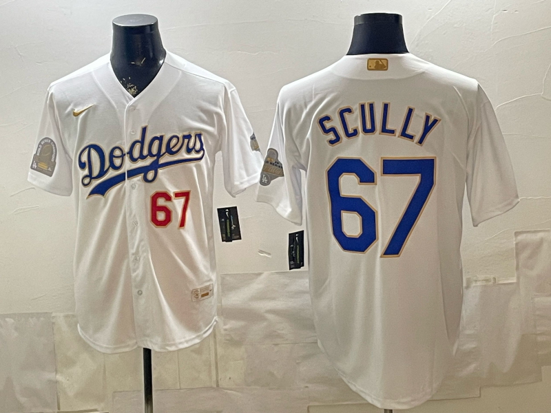 Men's Los Angeles Dodgers Vin Scully #67 White 2026 Gold Collection Stadium Jersey