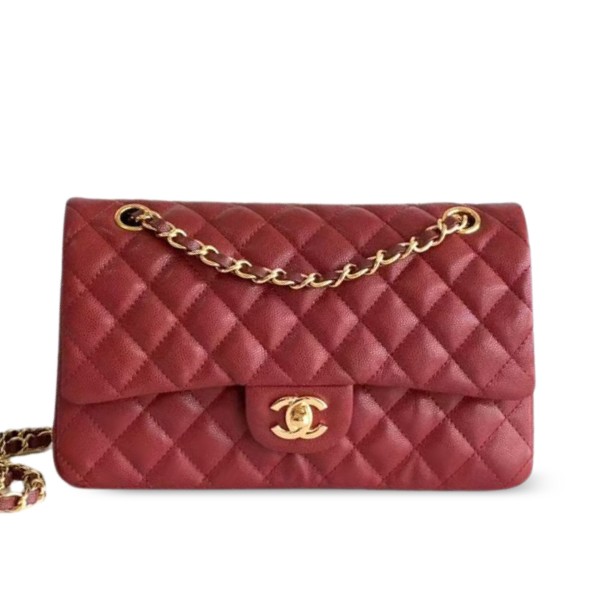 Chanel Classic Flap Bag 25 cm Red Gold-Tone Hardware A01112