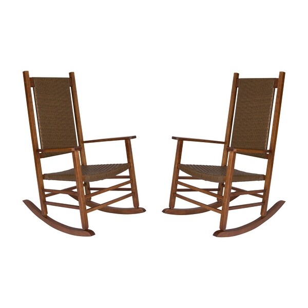 Hampton Genuine Hardwood Rocking Chair with WeatherResistant Woven Wicker Back (Set of 2)
