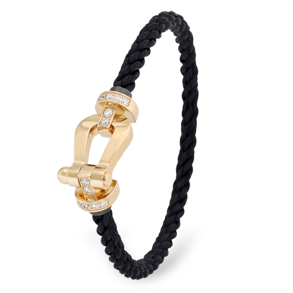 FRED Force 10 Bracelet 18K Yellow Gold & Stainless Steel Diamond 0B0028-6B0275