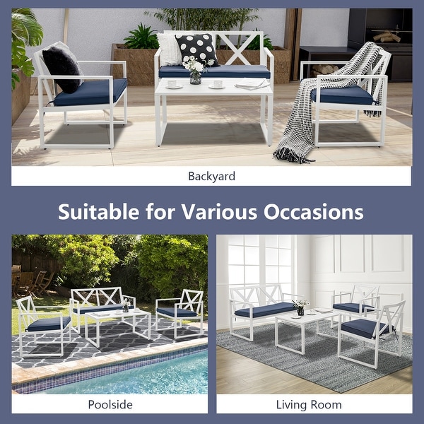 Costway 4PCS Patio Conversation Furniture Set Armrest Cushioned