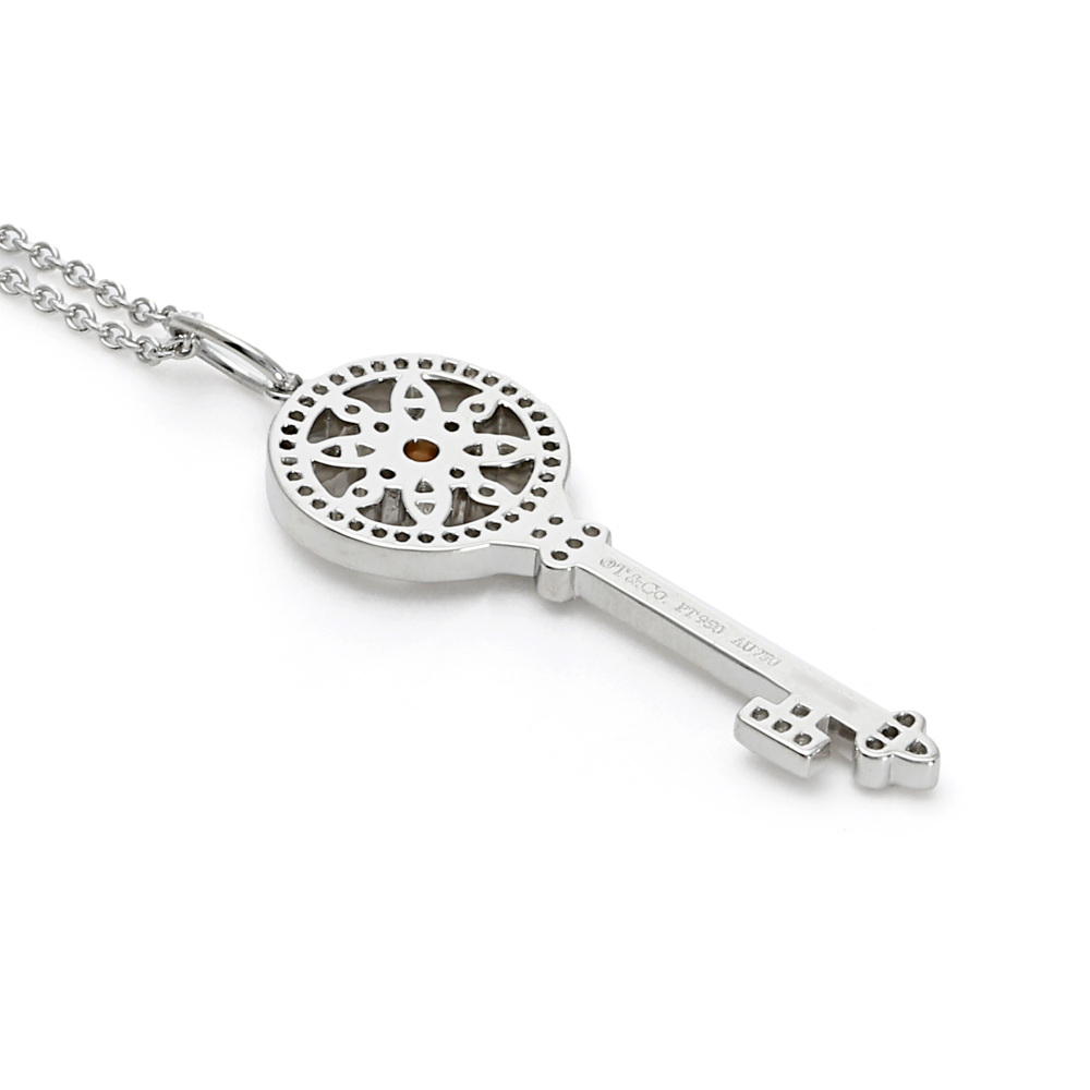 Tiffany & Co. Key Daisy Diamond Necklace Platinum & 18K Rose Gold
