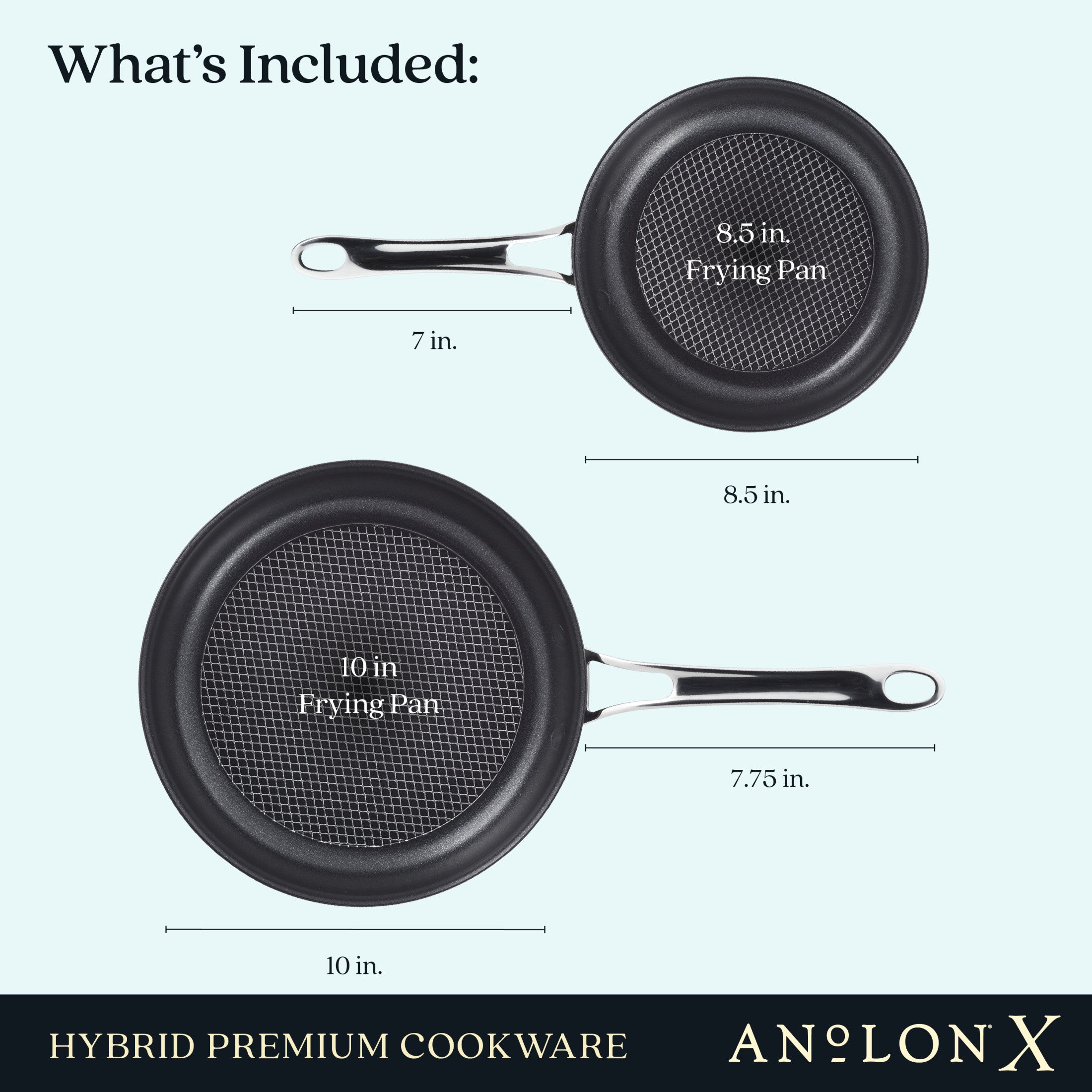 Anolon X Hybrid Nonstick Induction Frying Pan Twin Pack Set, 2-Piece, Super Dark Gray