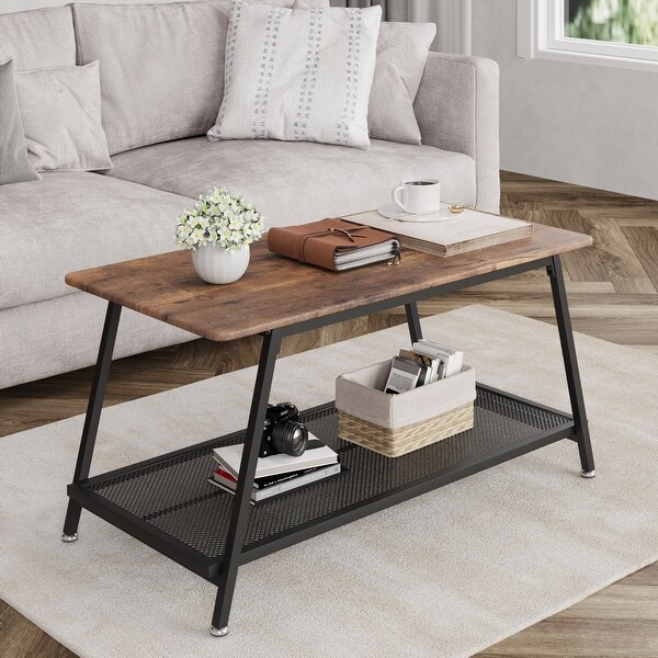 Coffee Table Industrial Center Table with adjustable feet,L39.3*W19.6*H18.1