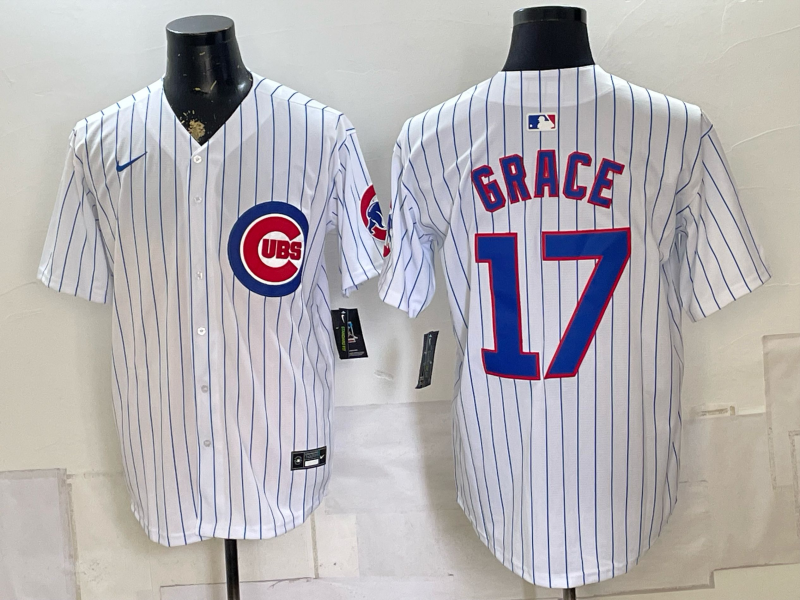 Men's Chicago Cubs Mark Grace #17 White Home Replica Jersey